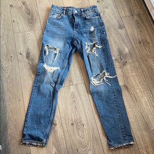 ZARA High Rise Distressed Denim
